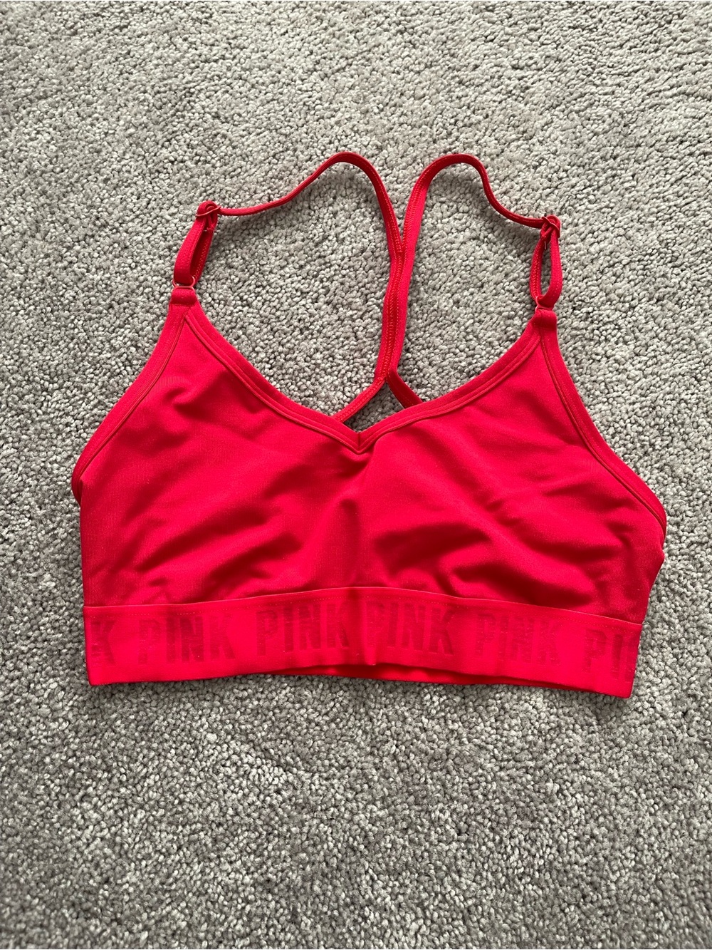 PINK Victoria's Secret Bright Red Seamless Sports Bralette